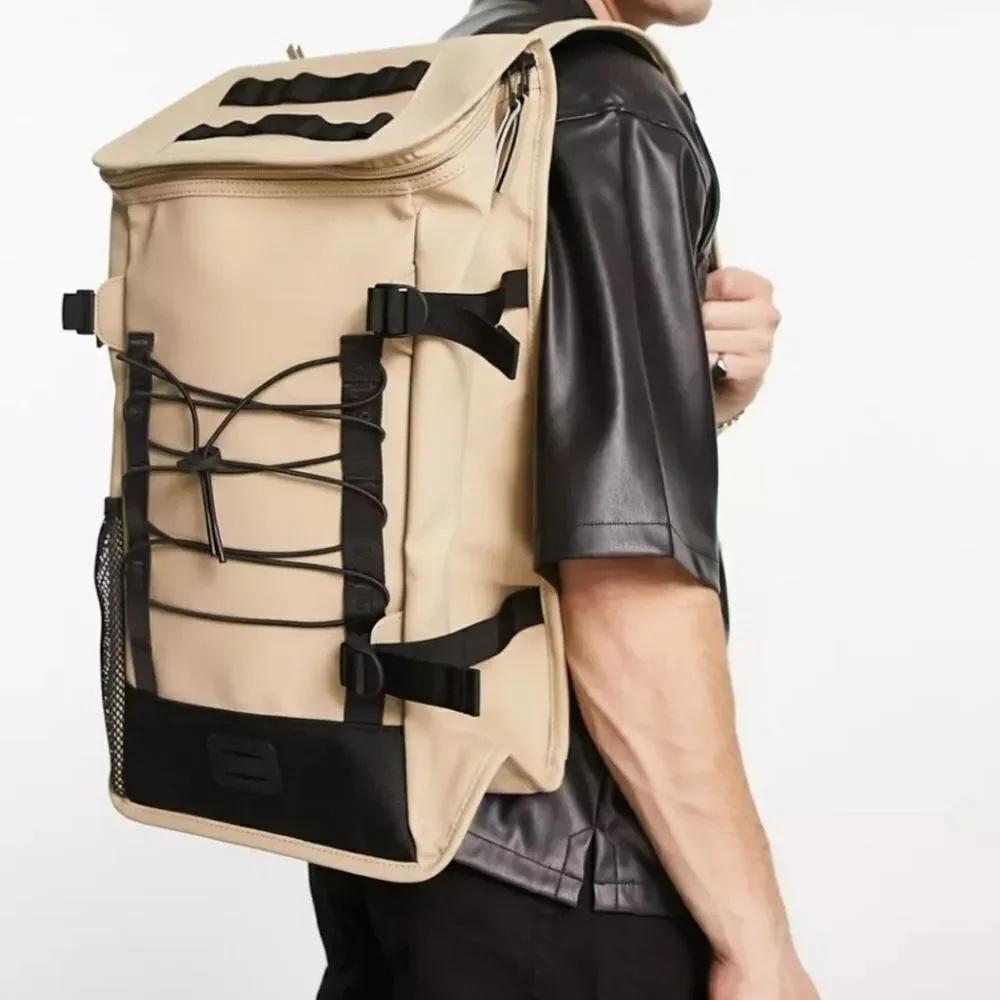$170 RAINS MOUNTAINEER TRAIL WATERPROOF LAPTOP TAN BLACK BACKPACK TRAVEL BAG NEW